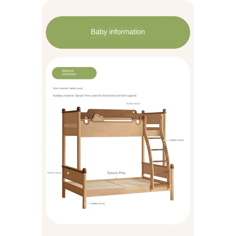 Rubber wood bunk bed.