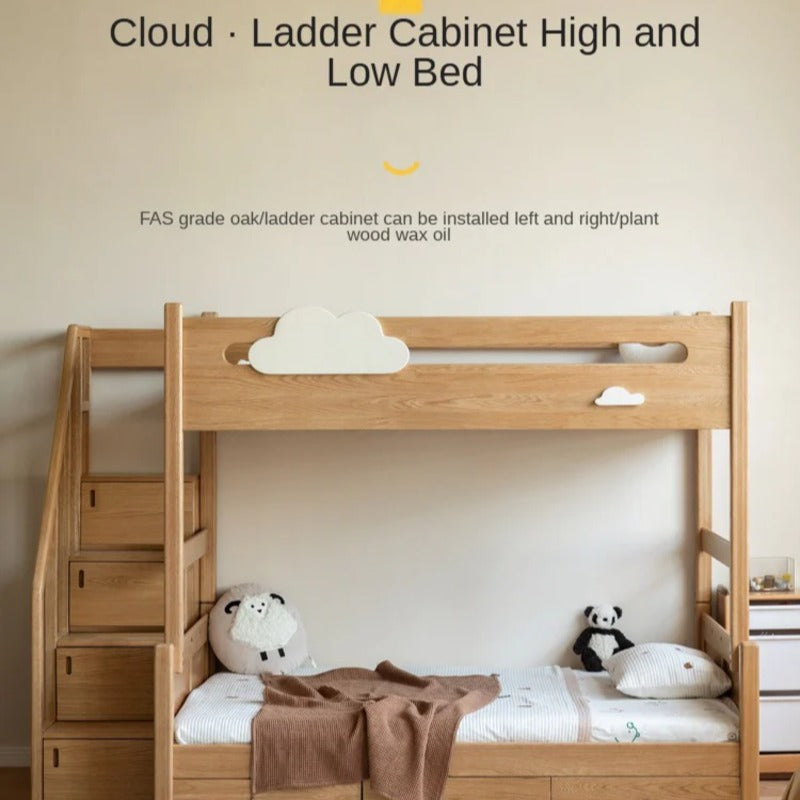 Oak Solid Wood Children's Cloud Bunk Bed