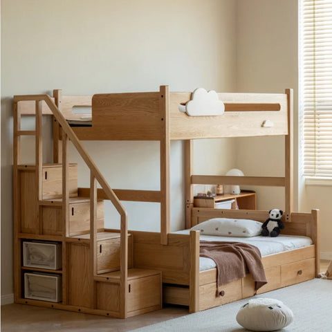 Oak Solid Wood Children's Cloud Bunk Bed