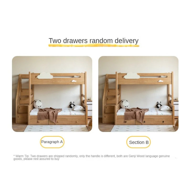Oak Solid Wood Children's Cloud Bunk Bed