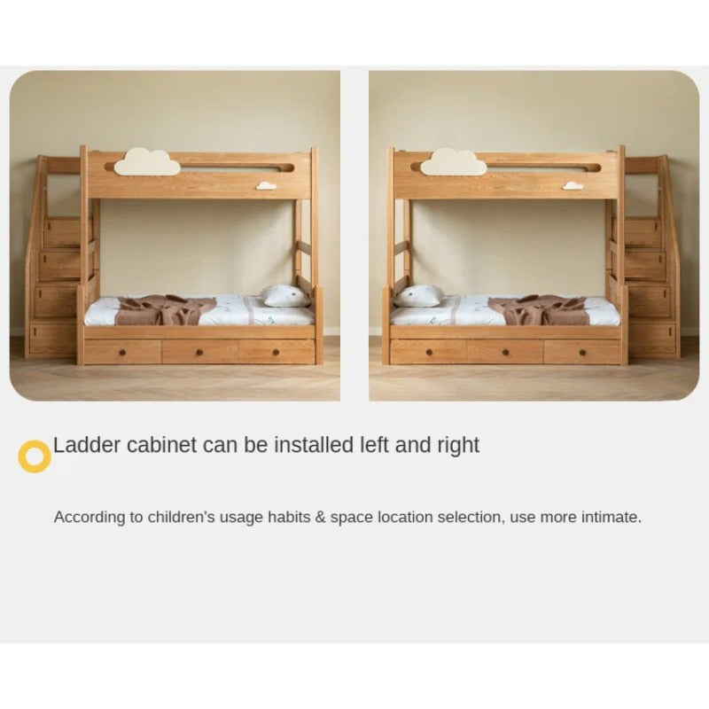 Oak Solid Wood Children's Cloud Bunk Bed