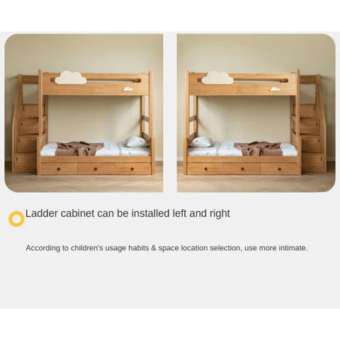 Oak Solid Wood Children's Cloud Bunk Bed