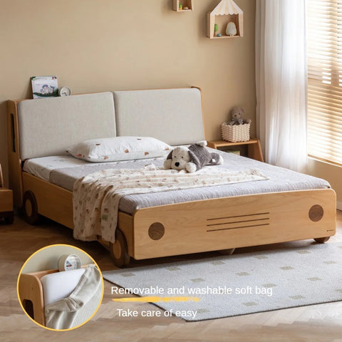 Beech Solid Wood Car Children's Box Bed<