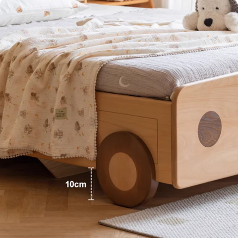 Beech Solid Wood Car Children's Box Bed<