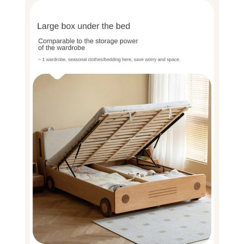 Beech Solid Wood Car Children's Box Bed<