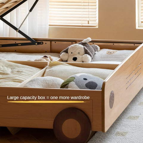 Beech Solid Wood Car Children's Box Bed<