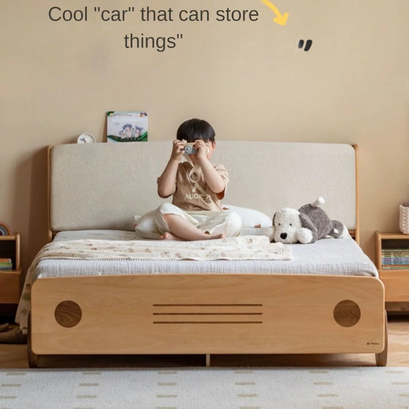 Beech Solid Wood Car Children's Box Bed<