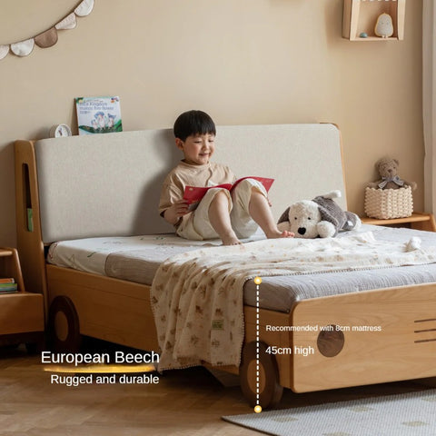 Beech Solid Wood Car Children's Box Bed<