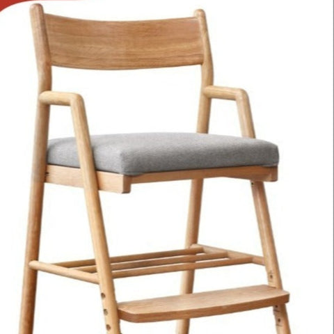 Oak Solid Wood Kids Chair Height Adjustable Modern Study Chair with Ergonomic Backrest and Removable Washable Cushion