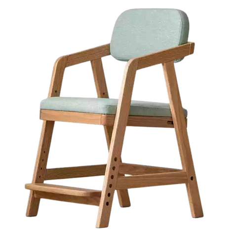 Oak Solid Wood Kids Chair Height Adjustable Modern Study Chair with Ergonomic Backrest and Removable Washable Cushion