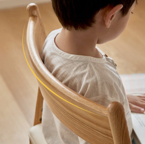 Oak Solid Wood Kids Chair Height Adjustable Modern Study Chair with Ergonomic Backrest and Removable Washable Cushion