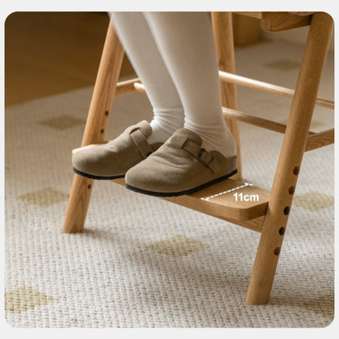 Oak Solid Wood Kids Chair Height Adjustable Modern Study Chair with Ergonomic Backrest and Removable Washable Cushion