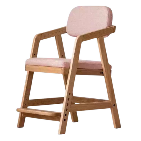 Oak Solid Wood Kids Chair Height Adjustable Modern Study Chair with Ergonomic Backrest and Removable Washable Cushion