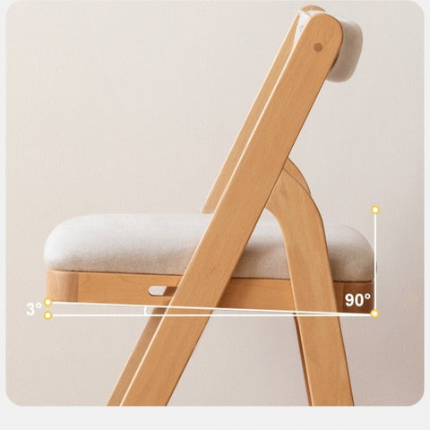 Beech Solid Wood Adjustable Ergonomic Child Desk Chair Light Wood Comfortable Padded Seat