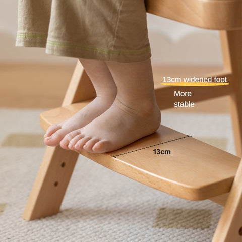 Beech Solid Wood Adjustable Ergonomic Child Desk Chair Light Wood Comfortable Padded Seat