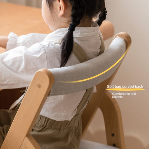 Beech Solid Wood Adjustable Ergonomic Child Desk Chair Light Wood Comfortable Padded Seat