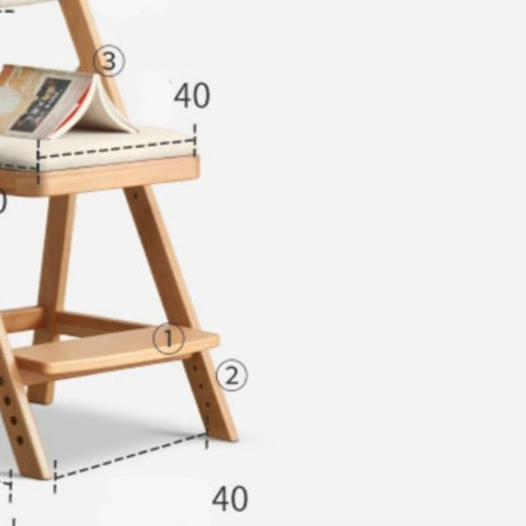 Beech Solid Wood Adjustable Ergonomic Child Desk Chair Light Wood Comfortable Padded Seat