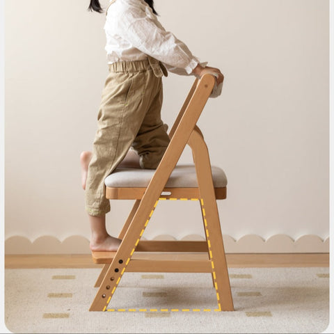 Beech Solid Wood Adjustable Ergonomic Child Desk Chair Light Wood Comfortable Padded Seat