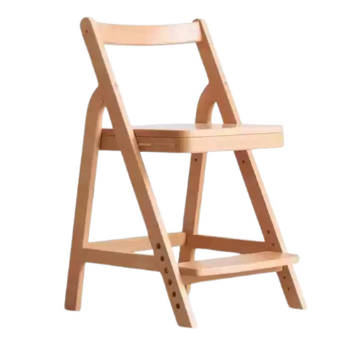 Beech Solid Wood Adjustable Ergonomic Child Desk Chair Light Wood Comfortable Padded Seat