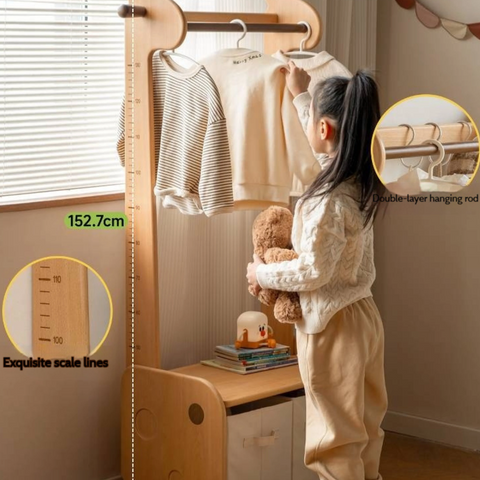 Beech, Solid Rubberwood Children's Clothing Rack