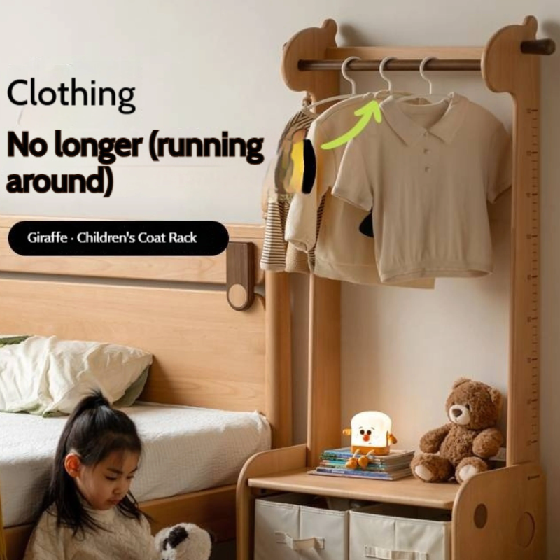 Beech, Solid Rubberwood Children's Clothing Rack