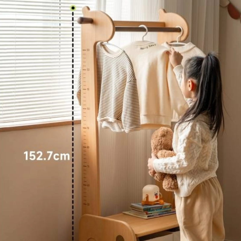 Beech, Solid Rubberwood Children's Clothing Rack
