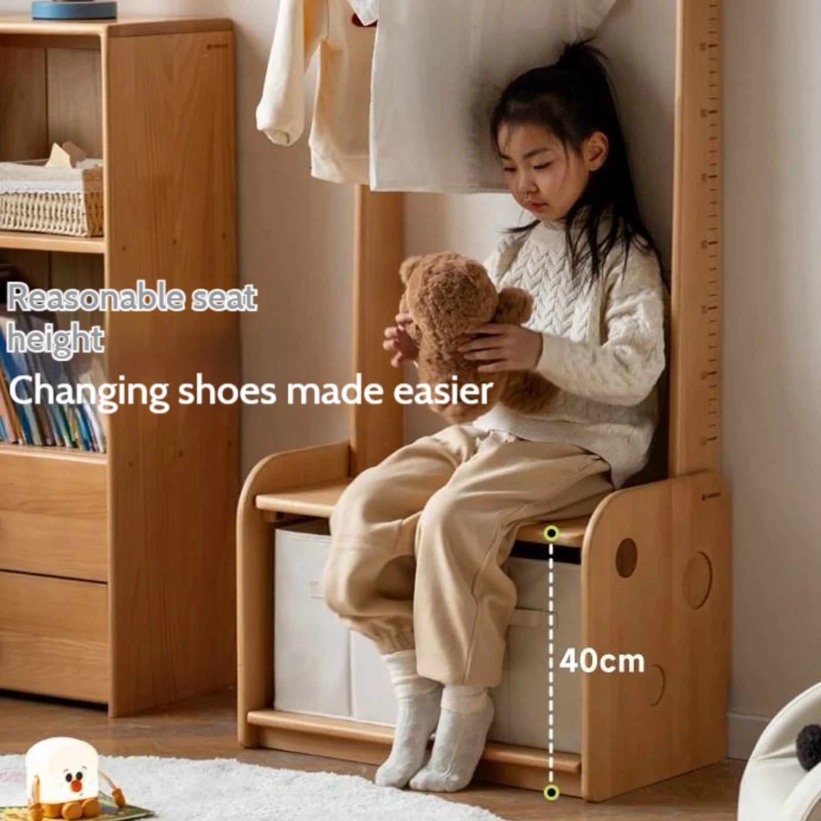 Beech, Solid Rubberwood Children's Clothing Rack