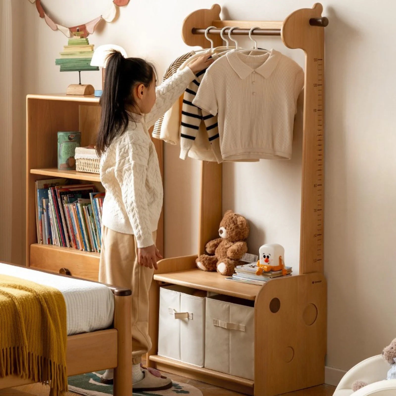 Beech, Solid Rubberwood Children's Clothing Rack