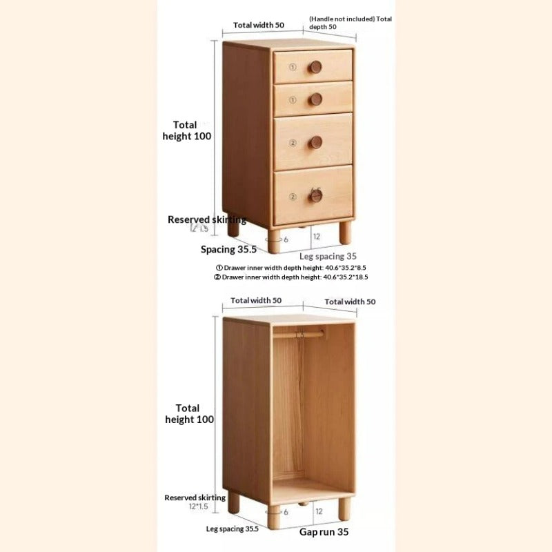 Beech Solid Wood Children's Curtain Wardrobe