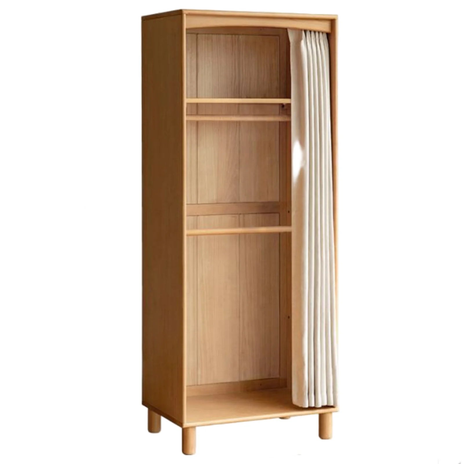 Beech Solid Wood Children's Curtain Wardrobe