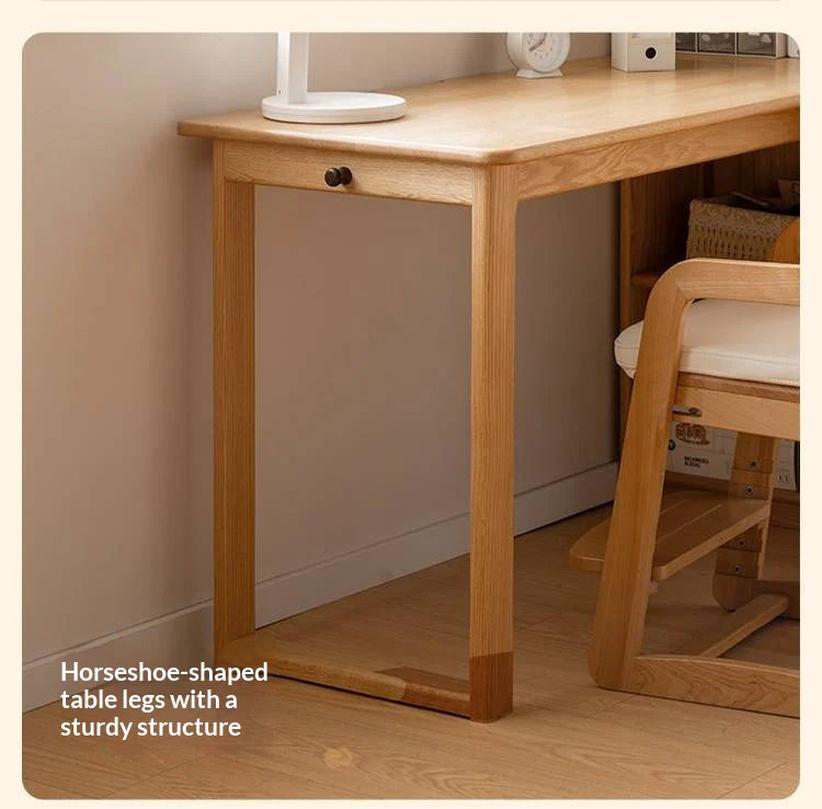 Oak Solid Wood Children's Study Desk, Bookshelf, Wardrobe
