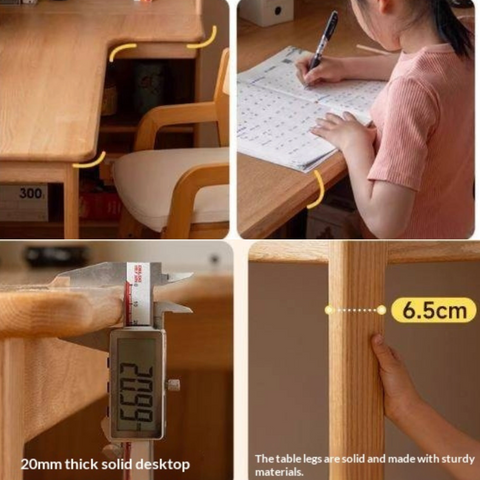 Oak Solid Wood Children's Study Desk, Bookshelf, Wardrobe