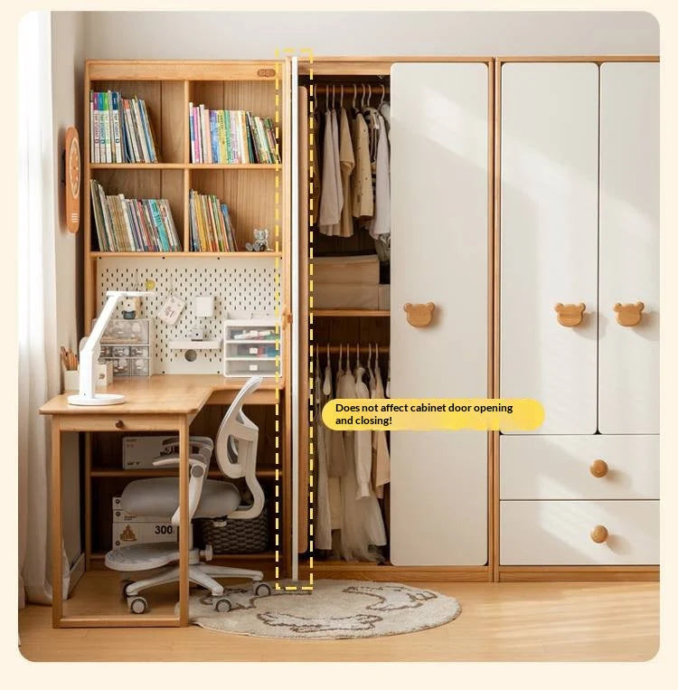 Oak Solid Wood Children's Study Desk, Bookshelf, Wardrobe