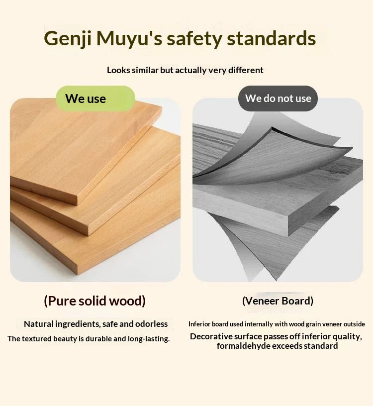 Oak Solid Wood Children's Study Desk, Bookshelf, Wardrobe