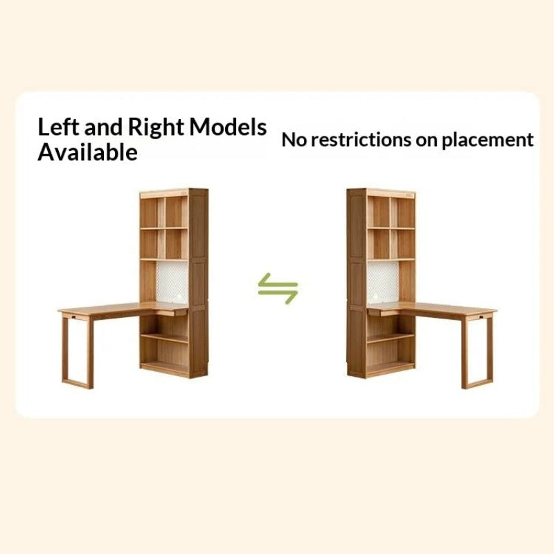 Oak Solid Wood Children's Study Desk, Bookshelf, Wardrobe