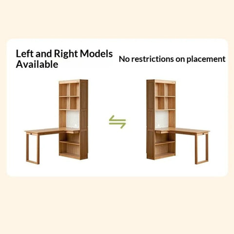 Oak Solid Wood Children's Study Desk, Bookshelf, Wardrobe