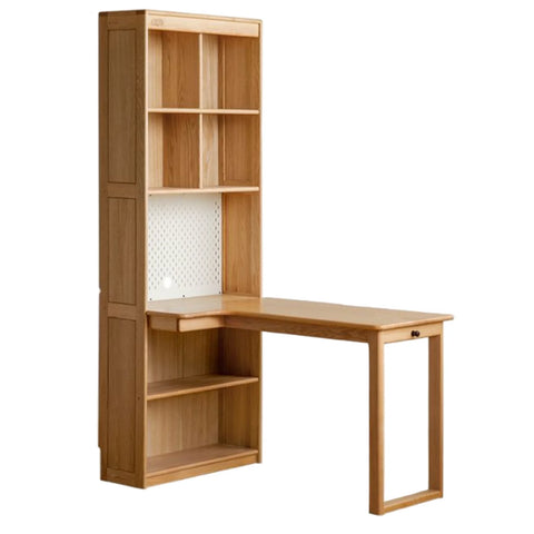 Oak Solid Wood Children's Study Desk, Bookshelf, Wardrobe