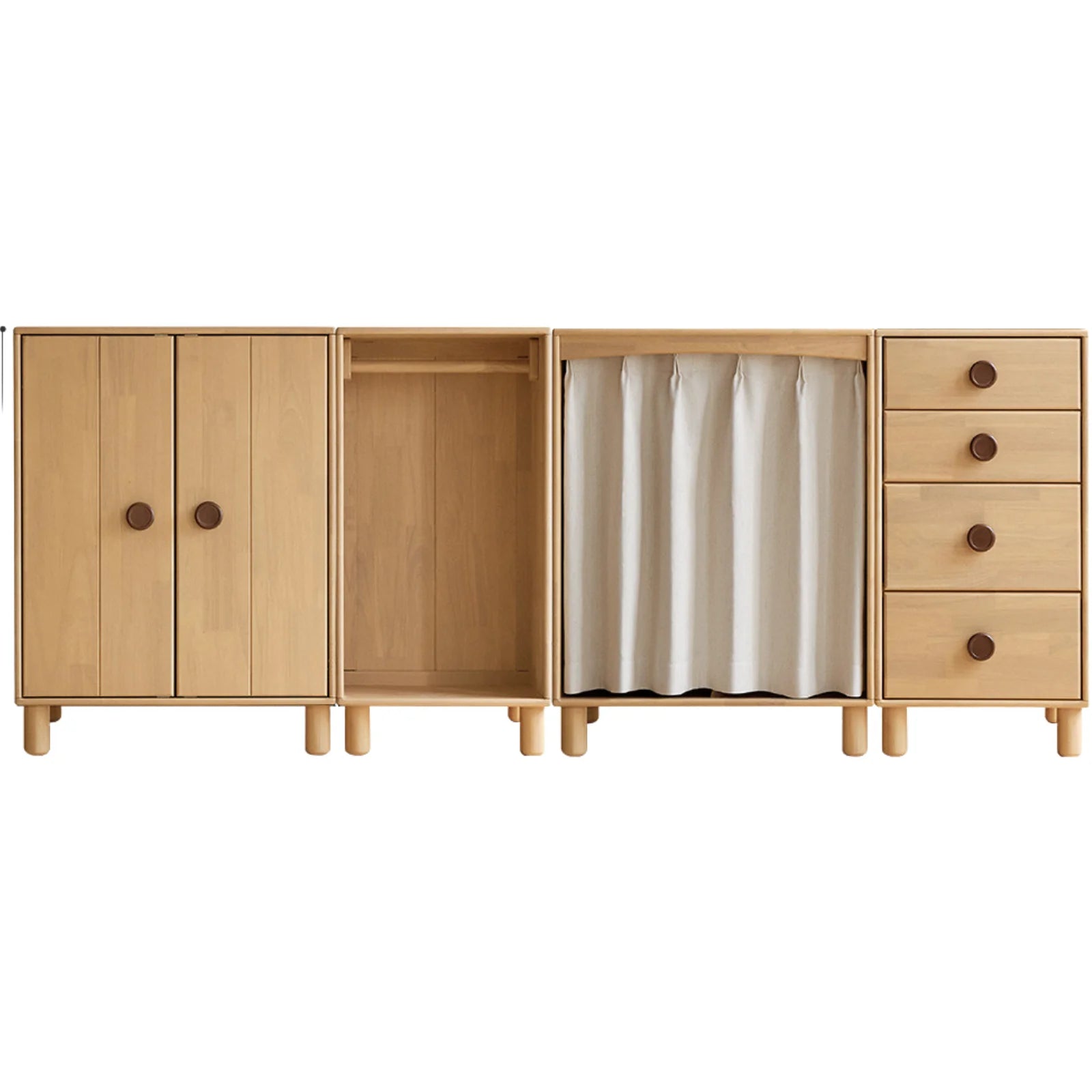 Solid Rubberwood Children's Wardrobe