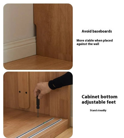 Solid Rubberwood Modern Kids Sliding Door Wardrobe