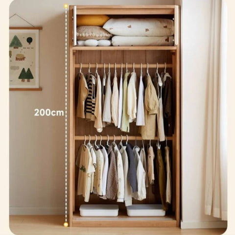 Solid Rubberwood Modern Kids Sliding Door Wardrobe