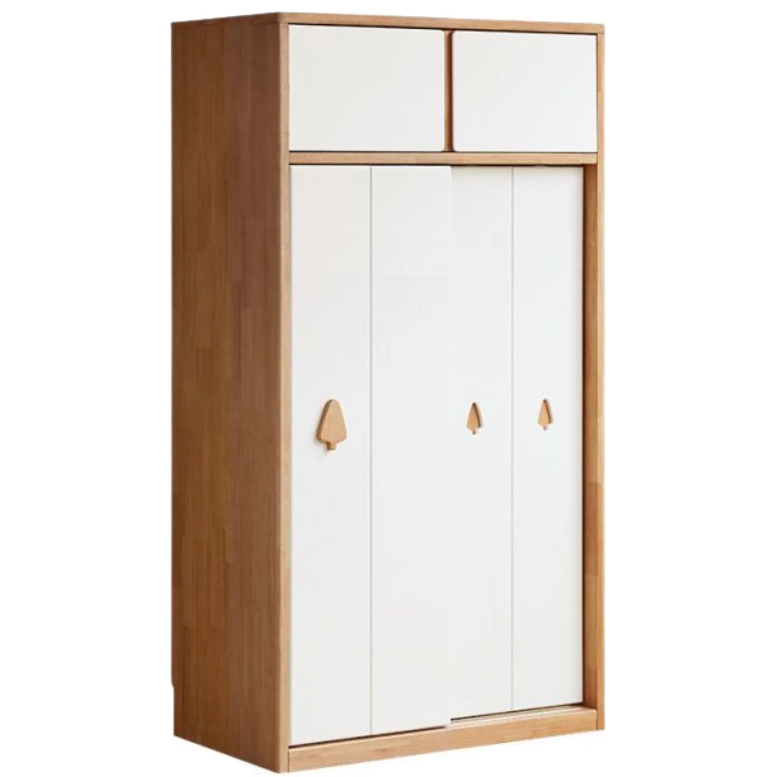 Solid Rubberwood Modern Kids Sliding Door Wardrobe