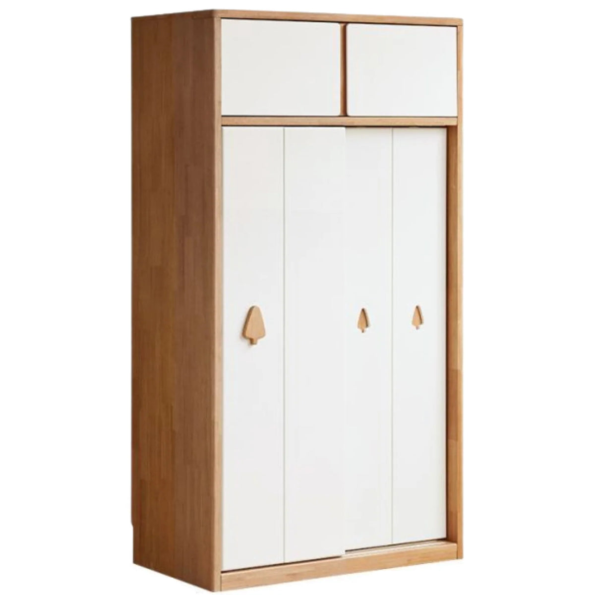 Solid Rubberwood Modern Kids Sliding Door Wardrobe