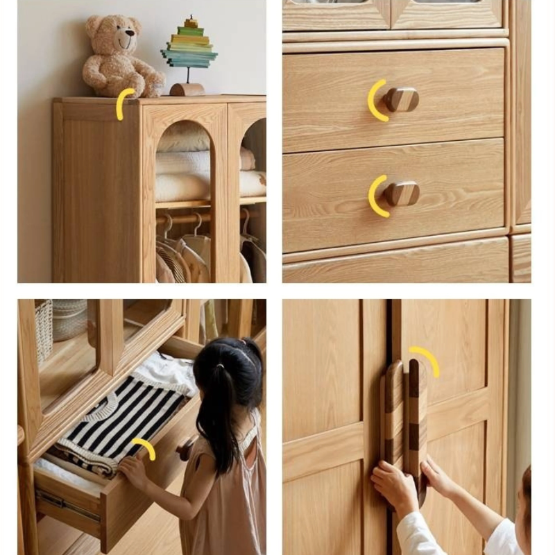 Oak Solid Wood Original Wood Style Children's Wardrobe