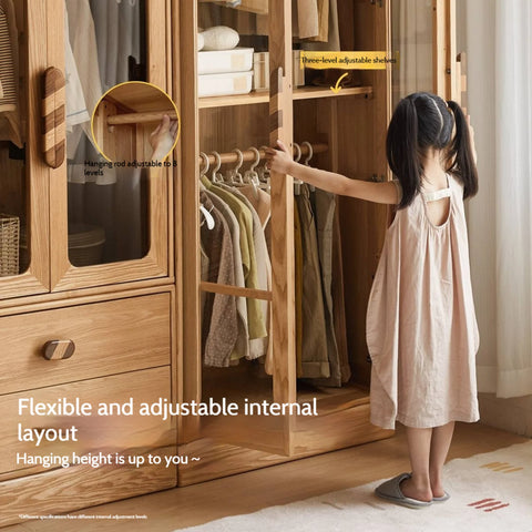 Oak Solid Wood Original Wood Style Children's Wardrobe