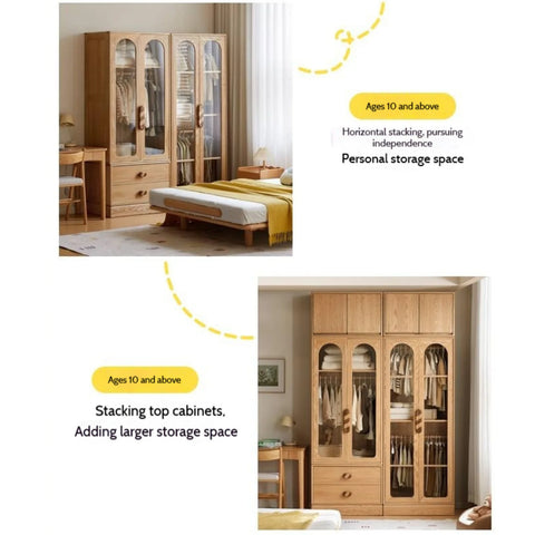 Oak Solid Wood Original Wood Style Children's Wardrobe