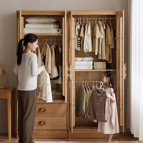 Oak Solid Wood Original Wood Style Children's Wardrobe