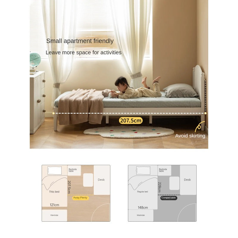 Rubber Wood  Children's Bed American Cream Style.