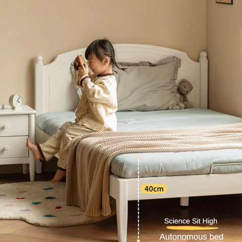 Rubber Wood  Children's Bed American Cream Style.