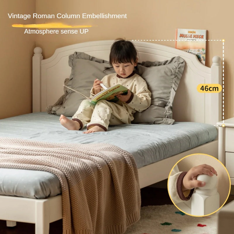 Rubber Wood  Children's Bed American Cream Style.