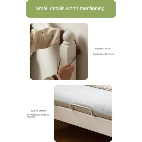 Rubber Wood  Children's Bed American Cream Style.